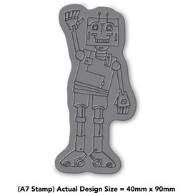 'Waving Robot' Rubber Stamp - Unmounted Design for Crafting & Scrapbooking, A7 (RS00003805)