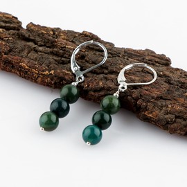 Thecraftman Natural Hoop Beads Earring, Gemstone Earrings, Genuine Gemstone, Birthstone, Gift for Her, Healing Stone (Moss Agate)