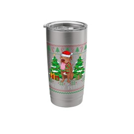 Merry Pitmas Santa Pitbull Dog Xmas Ugly Christmas Sweater Stainless Steel Insulated Tumbler