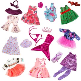 ebuddy 10 Set 18 Inch Doll Clothes and Accessories-Fashion Doll Clothes Fit for 18 inch Girl Doll,Most 18 Inch Dolls(No Doll)