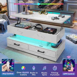 SEDETA 40-inch Living Room coffee tables with Drawers with Led Lights For Dining Rooms, Reception Rooms and Entertainment Rooms Furniture Home - Color: fig. reactionary