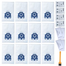 12 Pack GN Vacuum Bags Compatible with Miele GN Bags Classic C1 Complete C1 C2 C3, S2 S5 S8, S227/S240, S270/S280 Series Canister Vacuum Cleaner Pack 12 Bags & 4 Pairs Pre-motor and Post-motor Filters