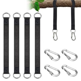 Zalizr 4 Sets Tree Swing Hanging Straps Kit, 29.5 CM/11.6 in Nylon Straps with Locking Carabiner Hooks, Holds 150kg, Secure Suspension for Swings, Hammocks, and Outdoor Play