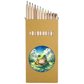 Azeeda 12 x 'Frog On Lily Pad' Long 178mm Coloured Pencils/Pencil Set (PE00079329)