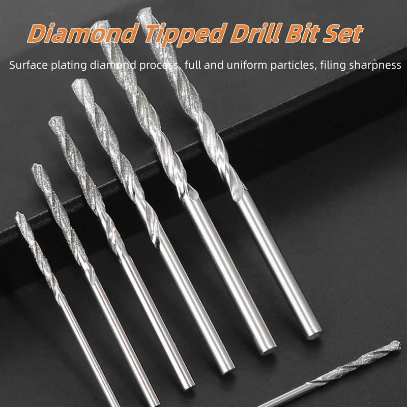 Diamond Twist Drill Bit Set, 10 Pieces, 0.8-4.0mm, High Speed