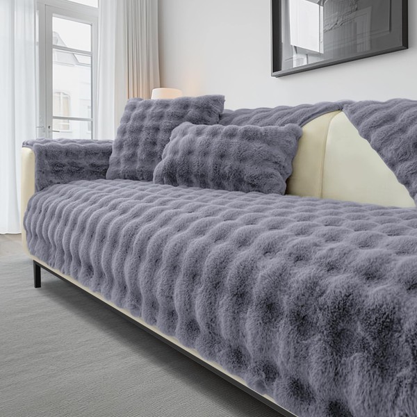 ZenDen Thick Rabbit Plush Sofa Cover 1 2 3 Seater