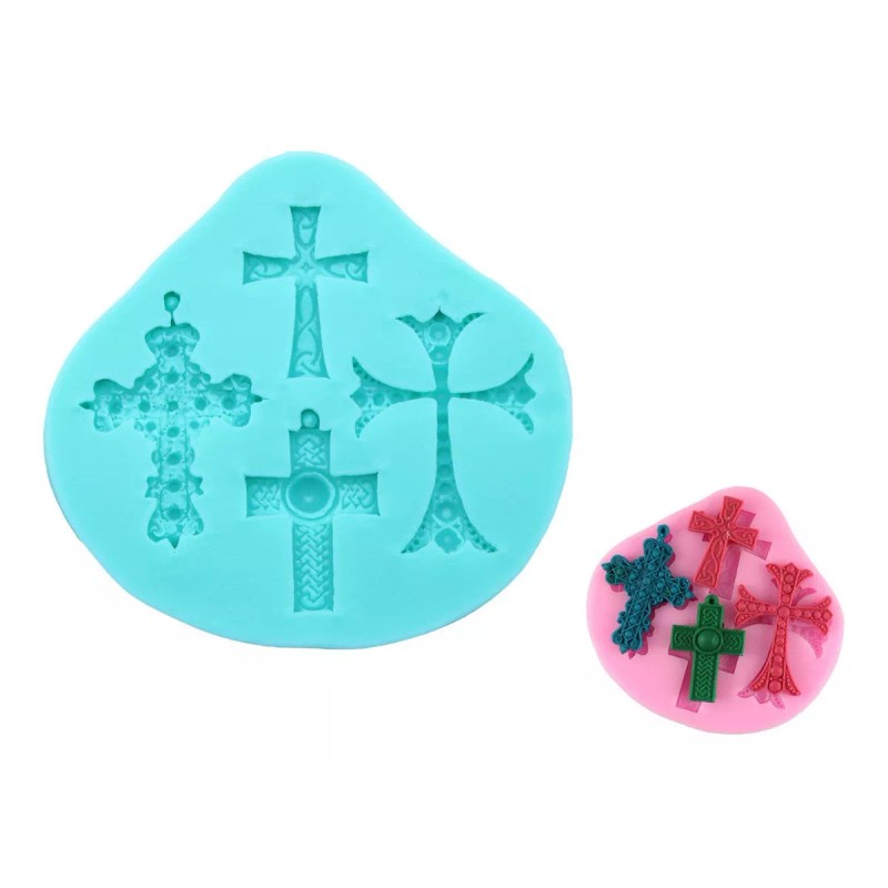 Vencort Juego 4 Moldes Fondant Silicón Cruces Repostería 16 Cruces