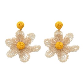 HSAJS Earrings for Women Girls Colourful Flower Bohemian Earrings Drops Fabric Flowers Hand Woven Elegant Fashion Jewellery Gifts Accessories for Valentine's Day Birthday, Stainless Steel