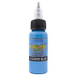 Radiant Colors Tattoo Ink Professional Tattooing Inks Fluid Vegan Pigments 1 oz One Ounce Country Blue