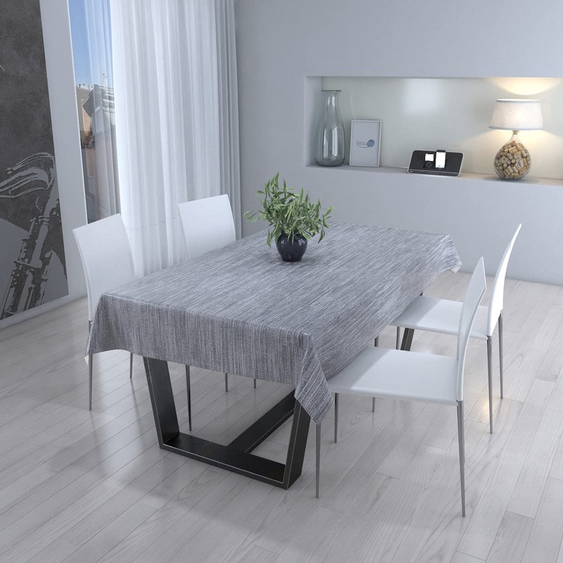 Beautex Georginias Grey Oilcloth Tablecloth, Wipe-Clean Garden Tablecloth, Round, Oval,