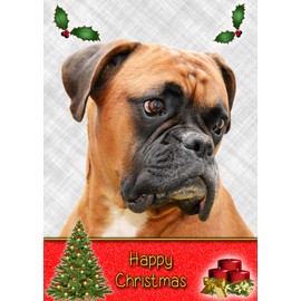 Boxer Dog Christmas Card 'Happy Christmas' - Special Animal Xmas Card for Him Her from Pets Kids