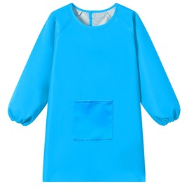WULIQIUQIU Kids Art Smock, Waterproof Artist Painting Apron Smocks for Children Full Coverage Long Sleeve Smock with Pocket Blue 3XL