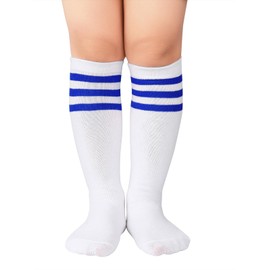 Century Star Toddler Soccer Socks for Boys Kids Baseball Football Socks Long Tube Sock 1 Pair White Blue One Size