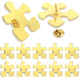 50Pcs Gold Puzzle Piece Pins Bulk Autism Awareness Pin Employee Recognition, Autism Awareness, and Thank You Button Brooch Badge Pin Gifts