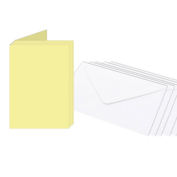 Party Decor Plain Pastel Yellow Greeting Cards High 160gsm of 50 With 50 Envelopes Perfect for Crafting, Card Making, Invitations for birthdays weddings and special occasions