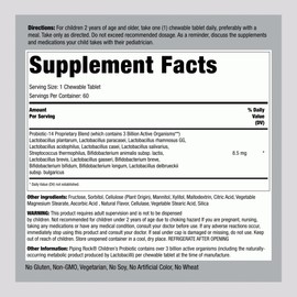 Piping Rock Childrens Probiotic-14 | 60 Chewable Tablets | Berry Flavor | 3 Billion Active Organisms | Non-GMO, Gluten Free Kids Supplement