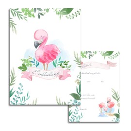 10 x Children's Invitation Cards Flamingo Girls 10 x 15 cm Party Birthday