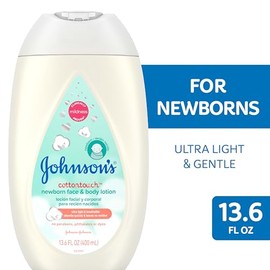 Johnson's Baby Johnson's CottonTouch Newborn Baby Face and Body Lotion, Hypoallergenic Moisturization for Baby's Skin, Made with Real Cotton, Paraben-Free, Dye-Free, 13.6 fl. oz