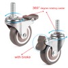 Skelang Mini 1'' Swivel Threaded Stem Casters, Small TPE Mute