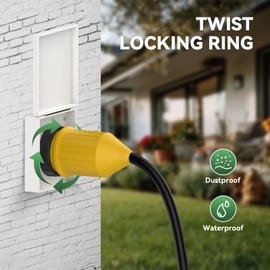 RVGUARD 50 Amp RV Power Cord Cover with Boot Inlet, Locking Shore Connector Replacement, CS6364 125/250 Volt, ETL Listed