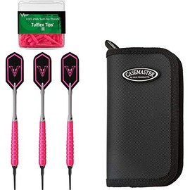 Viper V Glo Soft Tip 18gm Pink, Casemaster Select Pink Nylon Dart Case, and Viper 2BA Tufflex Tips III- Neon Pink 100ct. Box
