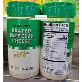 Trader Joe’s Grated Parmesan Cheese 8oz 227g (Two Bottles)