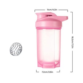 HUIQIHANG HUIQIHANG Protein Shaker Bottle 500ml with Stainless Steel Mixing Ball, BPA- and DEHP- free, Leakproof Flip On Lid, Temperature Safe, Dishwasher Safe Perfect for Mixing Powdered Shakes - (Pink)