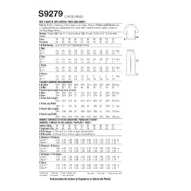 Simplicity Men's Relaxed Fit Shirt and Tapered Shorts or Pants Packet, Code 9279 Sewing Pattern, Sizes 34-42, White