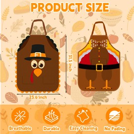 Tkifoda Happy Thanksgiving Aprons with Pockets, Waterproof Fall Aprons for Kids, Turkey Aprons Kitchen Baking Cooking Apron, Adult, One Size