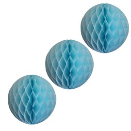 3-Pack Large 14 Inch Honeycomb Tissue Paper Party Ball Decoration (Light Blue)