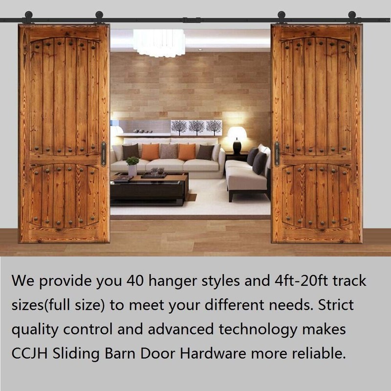 CCJH 7.5FT Sliding Barn Door Hardware Kit, Heavy Duty, Smoothly
