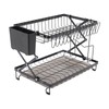 ILWorkTLs 2 Tier Dish Drying Rack with Drainboard,Wine Glass Holder,Cutting