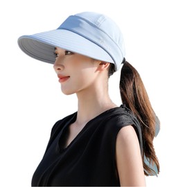 Baseball Cap Women's Baseball Cap Summer UV Protection Sun Hat Adjustable Baseball Cap Removable Visor Hat Wide Brim Peaked Cap Outdoor Beach Hat Women Baseball Cap for Golf Running Travel, blue