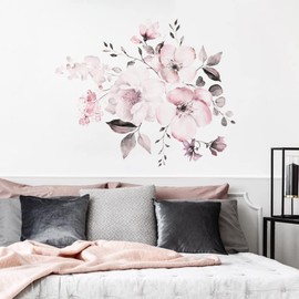 Wall Sticker Flower Wild Chrysanthemum Tulip Rose Kinako Chrysanthemum Wall Sticker Wall Sticker Wall Paper Painting Style Waterproof Wall Sticker Removable Flower Living Room Bedroom Children's Room (Size: H 20.5 x W 22.8 inches (52 cm) x W 22.8 inches 