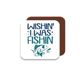 Coaster Gift for Fisherman/Fishing Enthusiasts - Wishin' I was Fishin' - Giftset - Made by MUGGZ in The UK