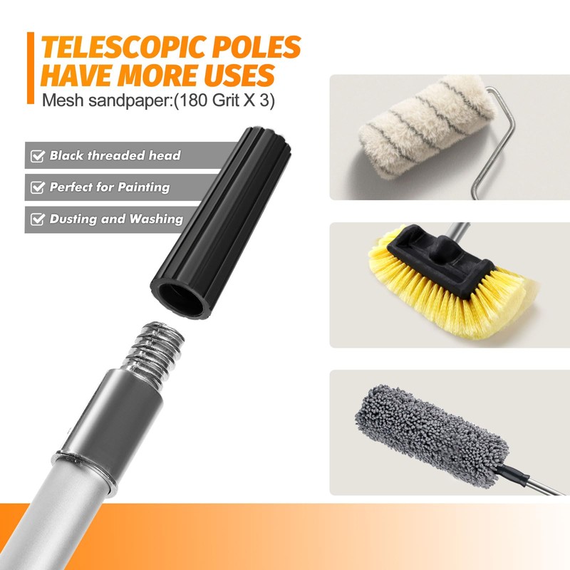POLIWELL 9 Inch Drywall Pole Sander with 3-Foot Extension Pole