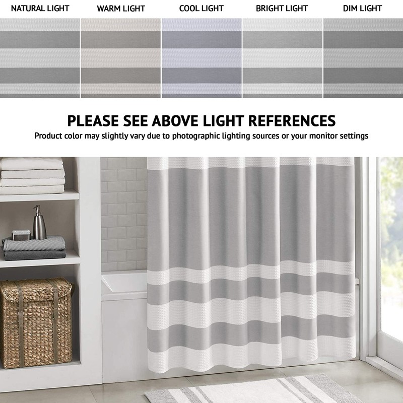 Madison Park MP70-1484 Spa Waffle Shower Curtain 72x72 Grey,72x72