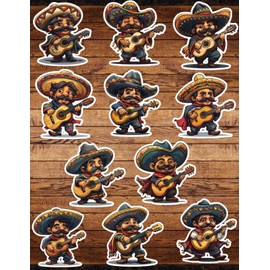 Mariachi Man Die Cut Stickers Set Scrapbooking Laptop Waterbottle