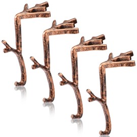 MorningRo Heavy Duty Christmas Stocking Holders Cast Iron Stocking Hangers for Mantle Xmas Branch Stocking Holder with Protective Pad for Fireplace Home Shelf Can Hold Up 9 lbs (4 Pcs,Retro Bronze)
