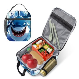 MoYueno Kids Lunch Box, Shark Insulated Lunch Box for Toddler Boys Girls with Water Bottle Holder, Reusable Shark Lunch Bag for School Work Office Travel Picnic Hiking Beach, Fit Most Bento Boxes