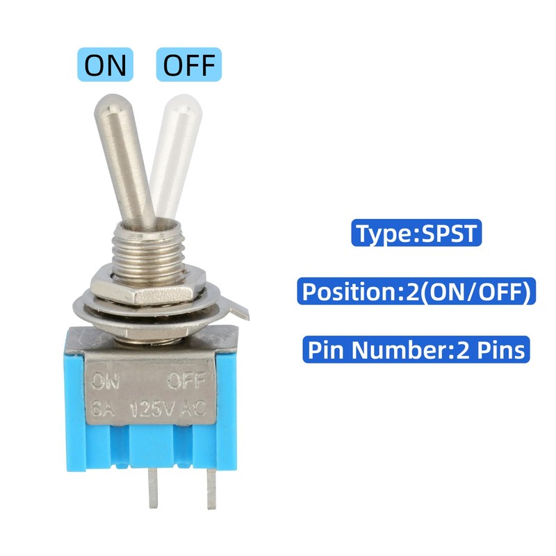 12 Pcs Mini Toggle Switch SPST with 2 Pcs Waterproof