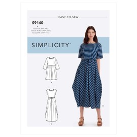 Simplicity Sewing Pattern S9140 Misses' Relaxed Pullover Dress, A (XXS-XS-S-M-L-XL-XXL)