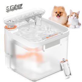 Cat Water Fountain 85oz/2.5L Dog Water Dispenser with Ultra-Filtration 90-Days Long Lasting Filter, Smart Pet Fountain with Triple Filtration | Ultra Quiet | Water Level Window