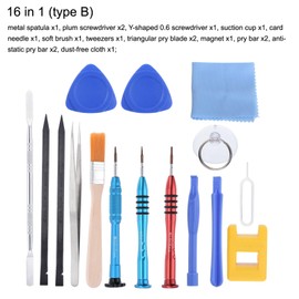 MECCANIXITY 16 in 1(Type B) Spudger Crowbars Opening Pry Tool Set Curved Pry Blade Electronics Repair Tools Kit for Cellphone Laptop PC Tablet