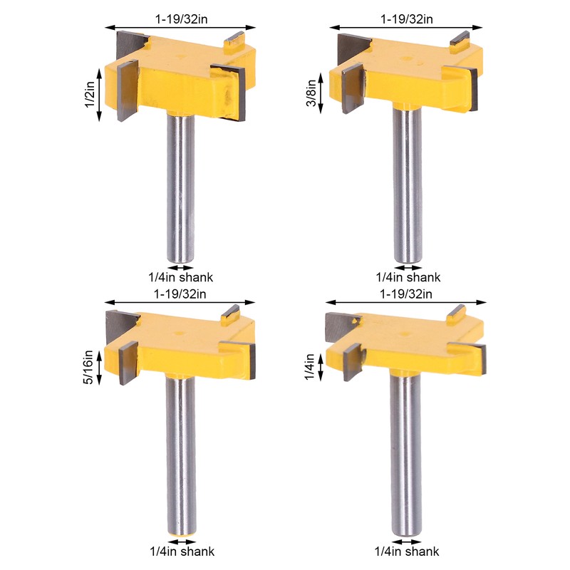 Spoilboard Surfacing Router Bit Set 4 Flute Rabbet Slot Flattening