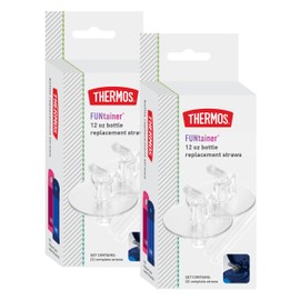 THERMOS FUNtainer Botella de agua para niños de 12 onzas con pajitas de repuesto aisladas, 4 pajitas                                                  