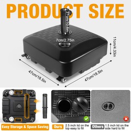 Digury Umbrella Base Outdoor Patio Umbrella Stand with Wheels Fillable 125lb Heavy Duty Mobile Base Weighted Rolling Stand - Black