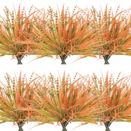 Caplidou 36 Pcs Fall Flowers Outdoor, UV Resistant Artificial Fall Plants Plastic Faux Fall Greenery Shrubs for Indoor Outside Planters Porch Patio Window Box Home Decor (Orange)