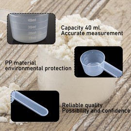 MisFun Dosing Spoon, Set of 4 Measuring Spoons, Protein Powder Coffee Measuring Spoon, Plastic Measuring Spoon, Measuring Spoon, Gram, Dosing Spoon Transparent with Scale 10 ml, 20 ml, 30 ml, 40 ml