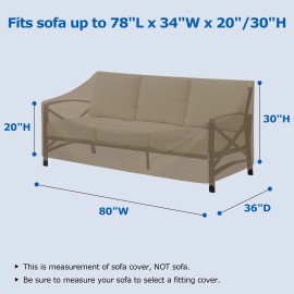 SunPatio 80 L X 36 W Taupe Waterproof Patio Couch Cover Heavy Duty Fade Resistant
